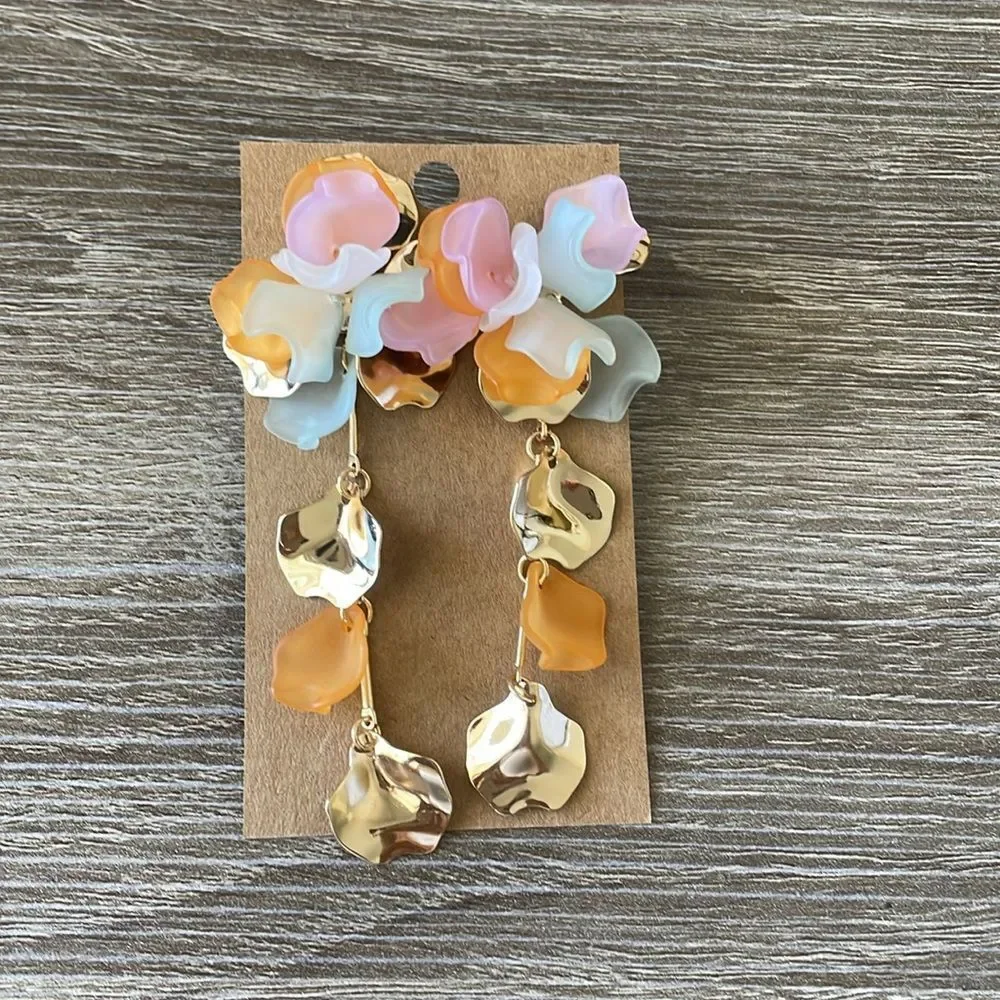 Multicolor Floral Drop Earrings N1018